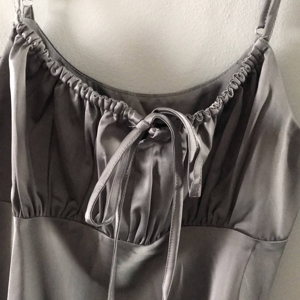 Long satin, rutched bust  and grey forever21 dress